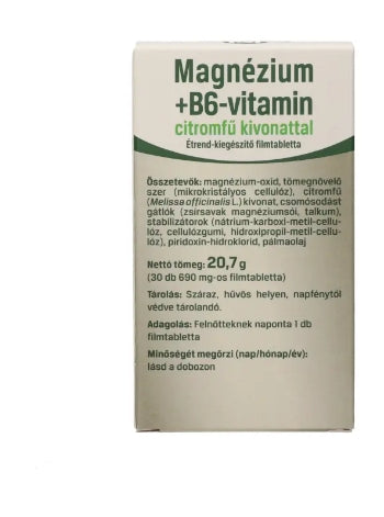 Herbária Magnézium+ B6+ Citromfű Filmtabletta - 30 db