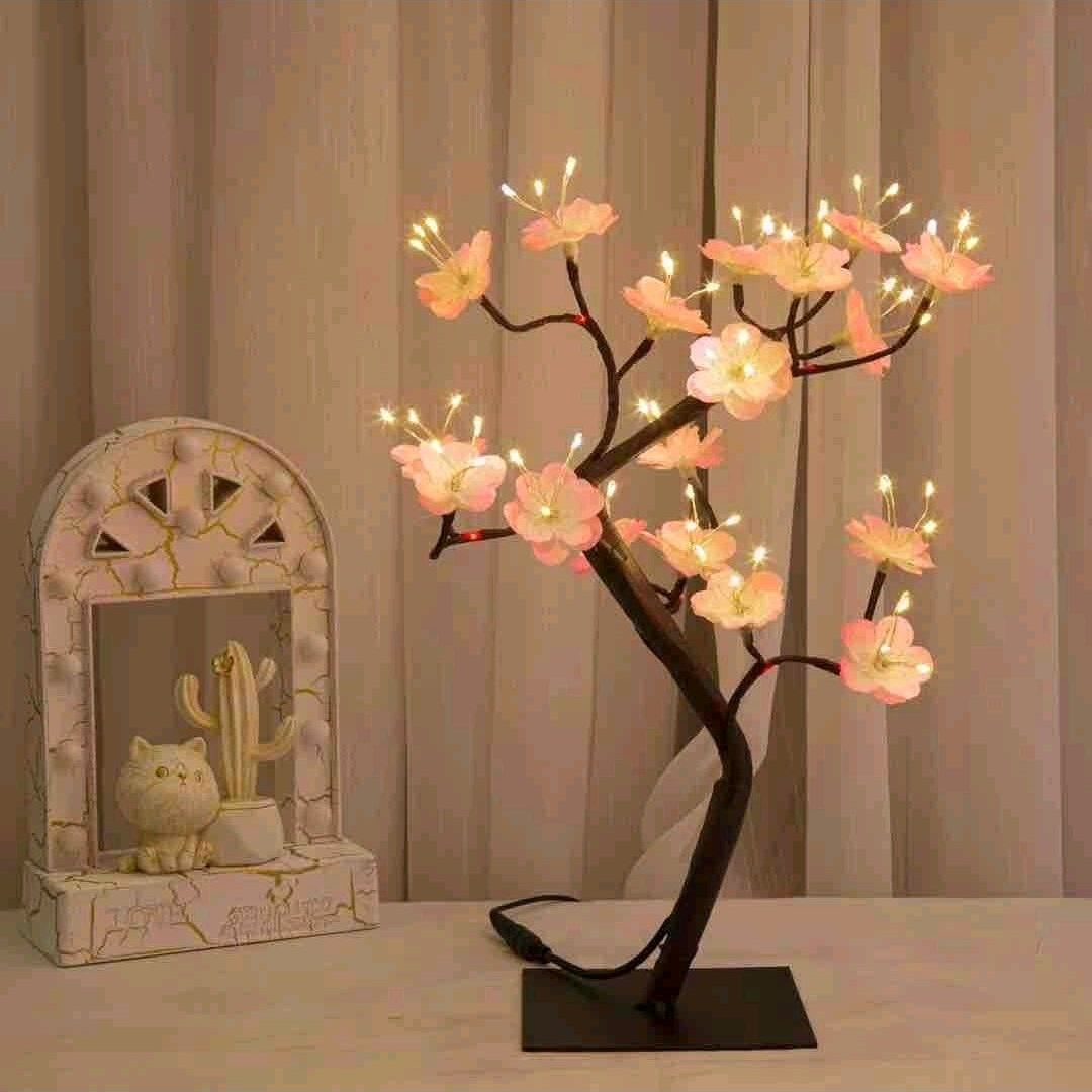 Mini LED Sakura Fa Éjjeli Lámpa  Barackfavirág