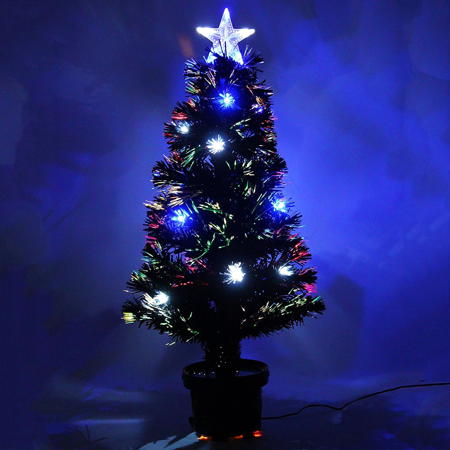 Műfenyő 90cm LED Világítással, Dísszel és Csillaggal