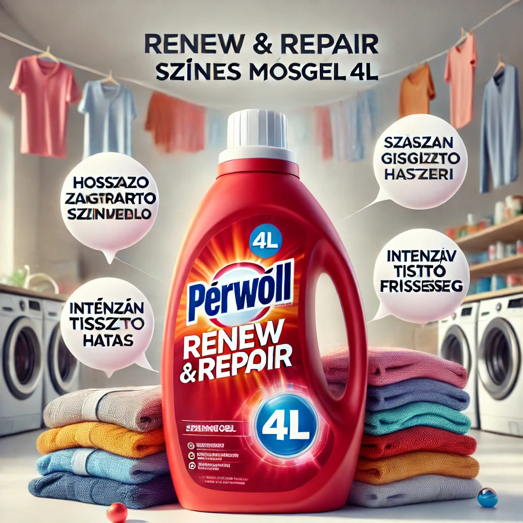 Perwoll Renew & Repair Kímélő Mosógél Színes 4L 80 mosás – Ruhák Megújítása És Védelme