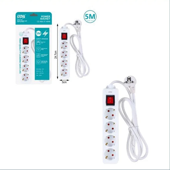 Winning Star hálózati elosztó 4 aljzat, 1 kapcsoló