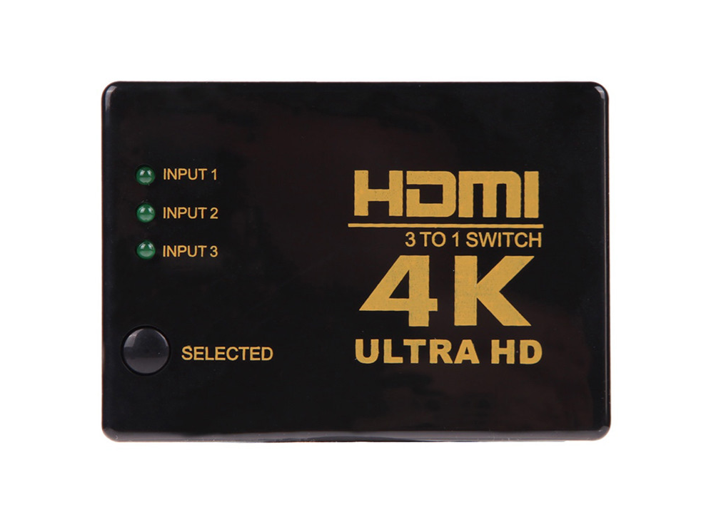 HDMI elosztó, 3 csatornás, 4K Ultra HD, távirányító