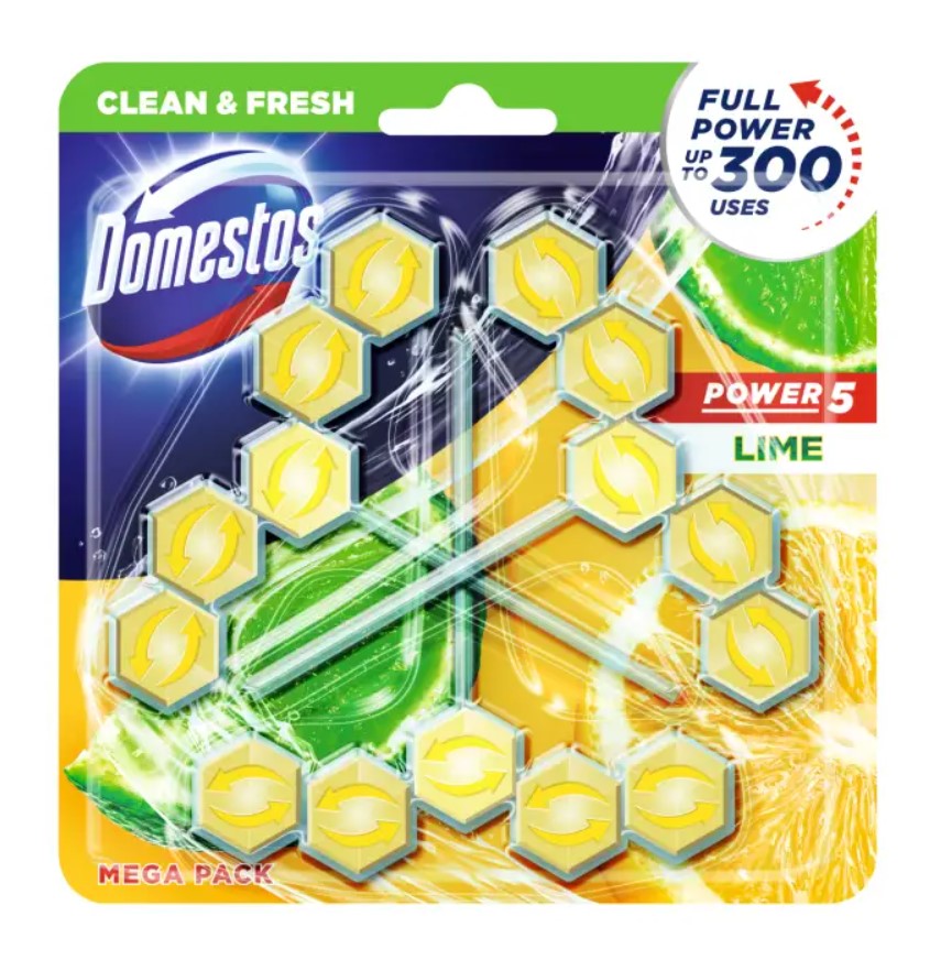 Domestos Power 5 WC Frissítő Blokk Lime Illattal - Mega Pack