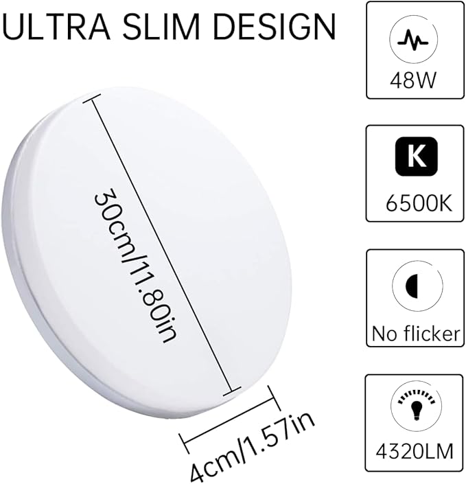 Ultra Slim LED Mennyezeti Lámpa, 48W, 6500K, 30cm – Modern és Erőteljes Világítás