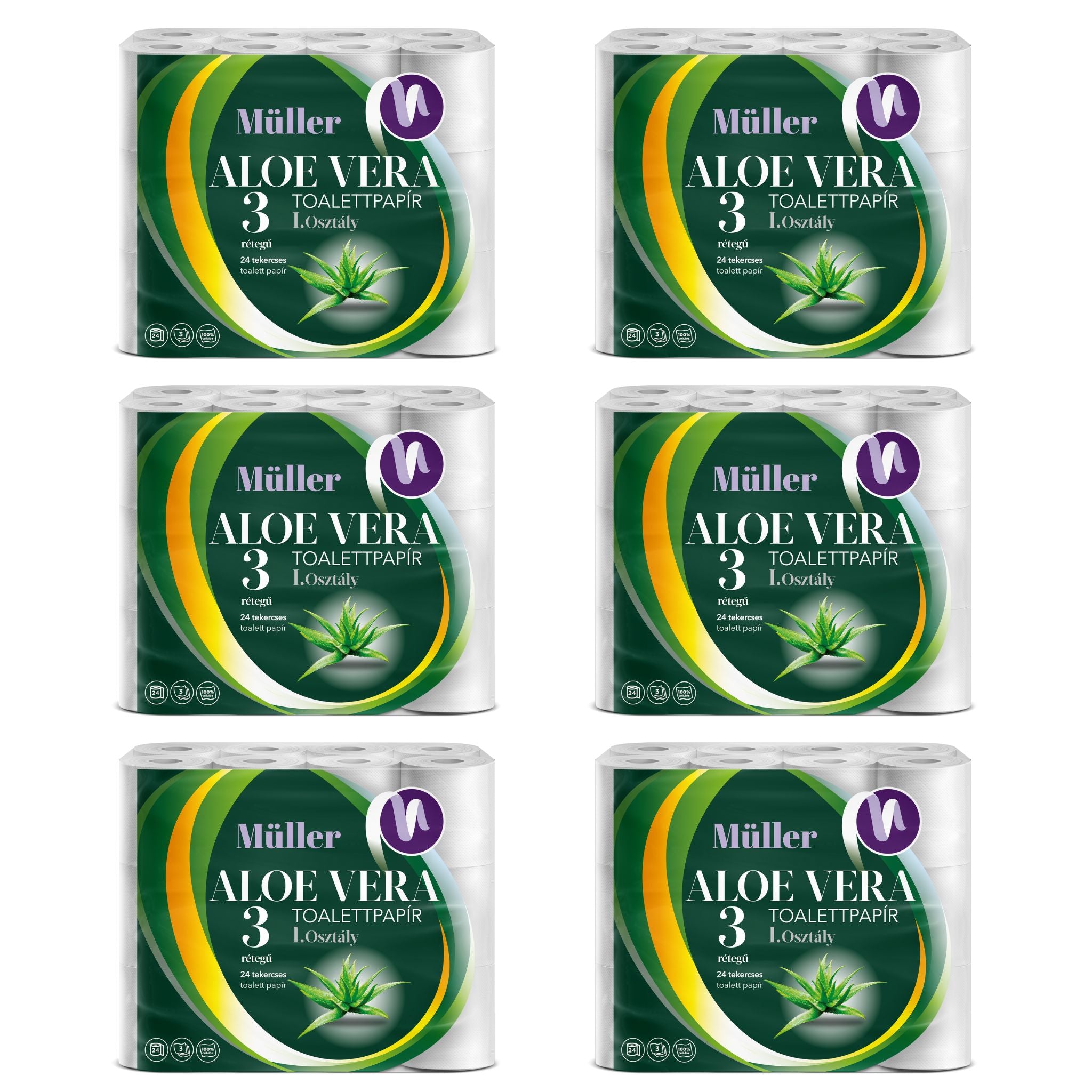 Csomag: Müller Aloe Vera 3 Rétegű Wc Papír XXL 24 Tekercs