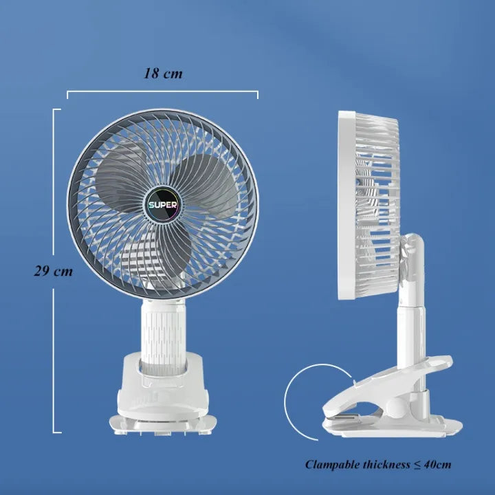Hordozható mini ventilátor – USB-s, 3 fokozatú, 720°-ban állítható, csíptethető és kézben tartható