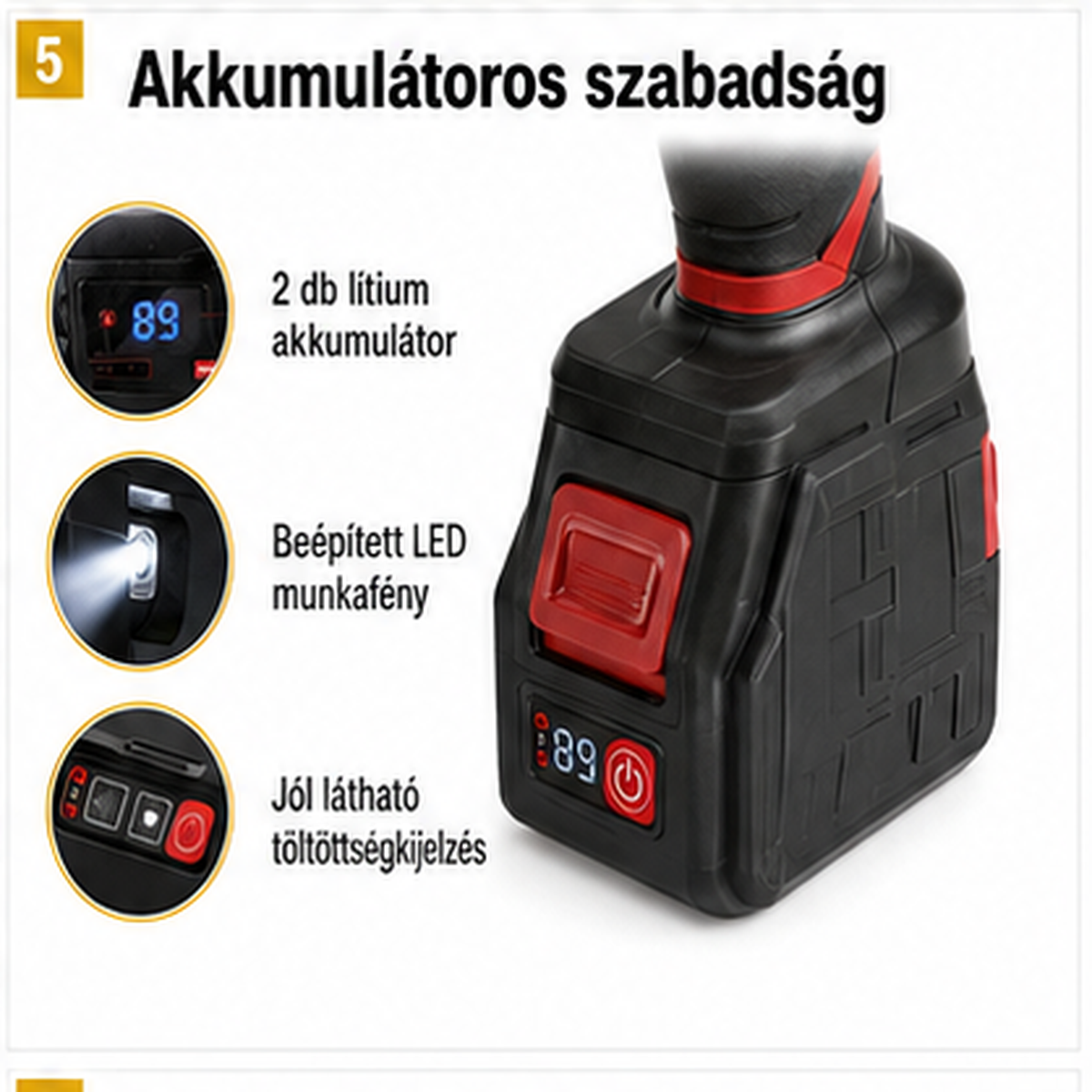 KIMIYO PH23-77 akkumulátoros mini láncfűrész, 6 colos, 2 akkumulátorral