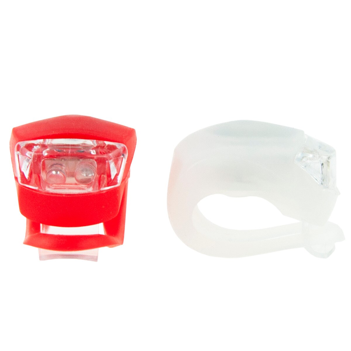 2 db Kerékpáros lámpa készlet, szilikon, LED, 3 világítási mód, víz- és hőálló, fehér/piros, 4,5x3x3 cm