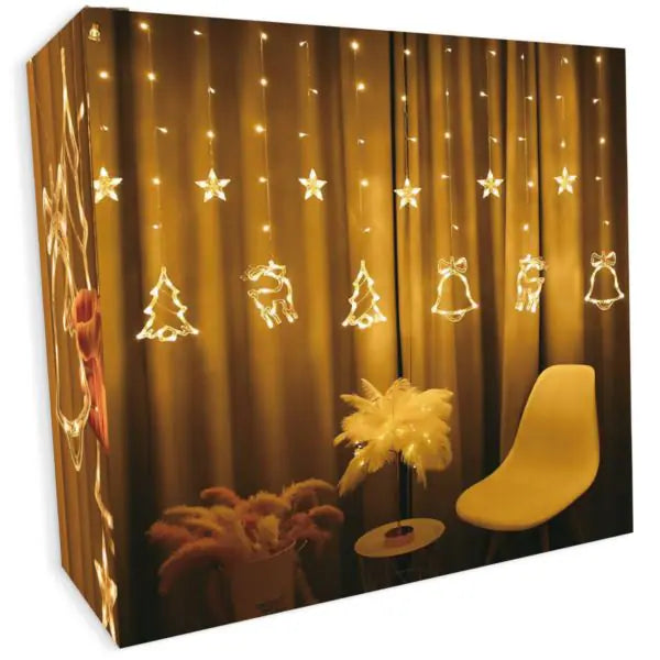 Karácsonyi fényfüggöny lámpa 138 LED meleg fehér 2,5m