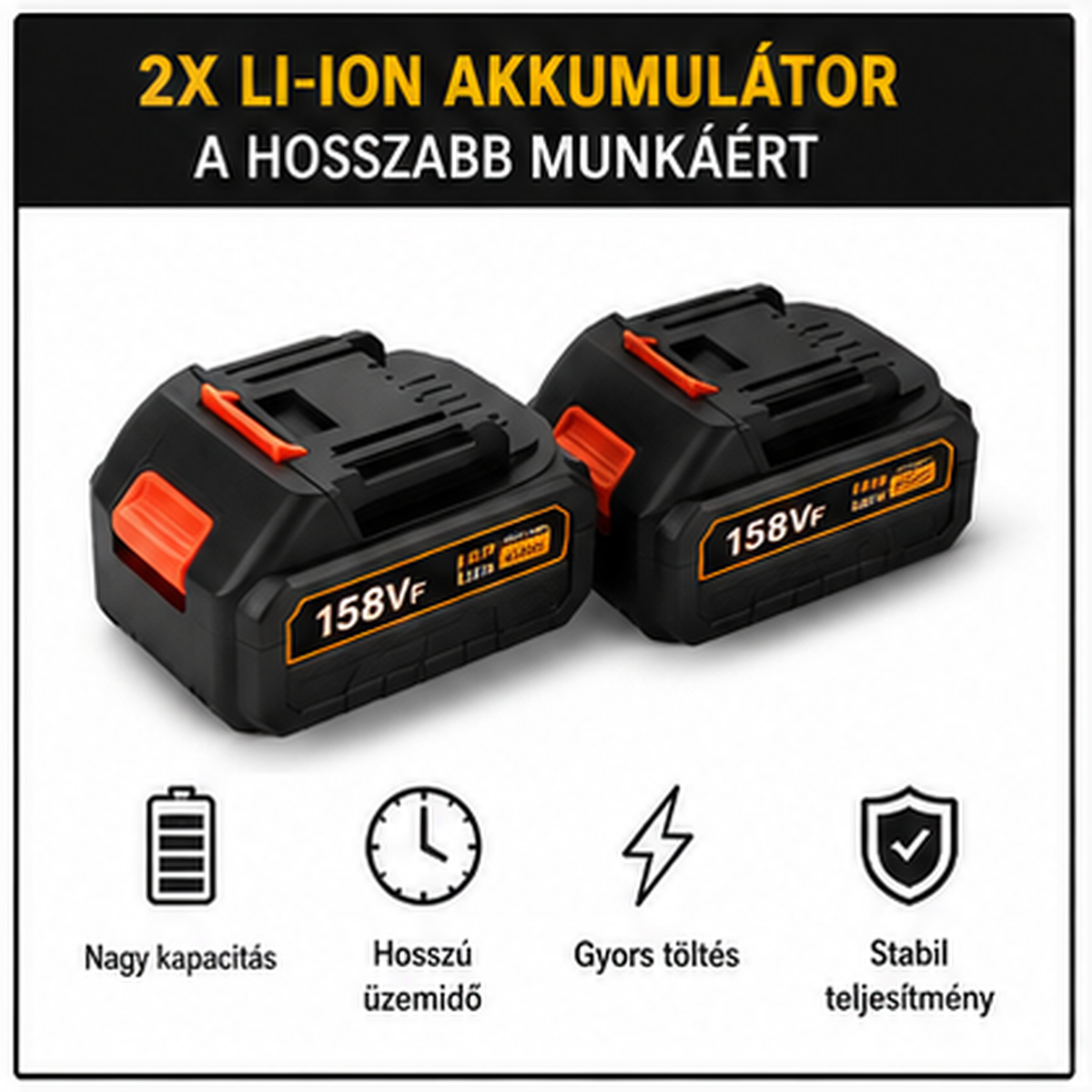 KIMIYO CH24-55 akkumulátoros ütvefúró-csavarozó, 13 mm-es tokmánnyal, 2 akkumulátorral és kofferrel