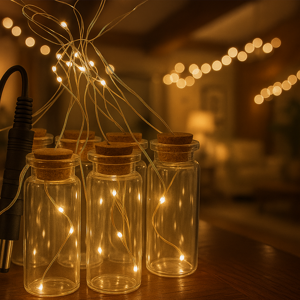 Üvegpalack LED dekor – Melegfehér 10db