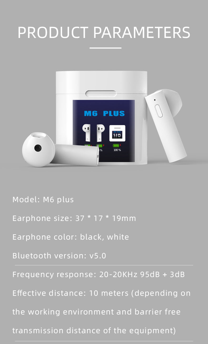 Air M6 Plus hőmérővel - TWS Bluetooth fülhallgató