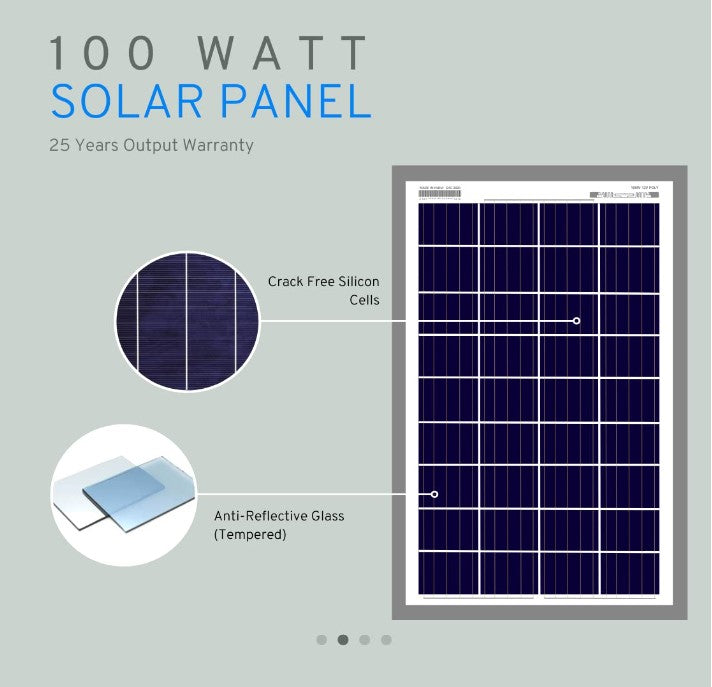 Monokristály-os napelem tábla 100W- (120cm-50cm) könnyen felszerelhető